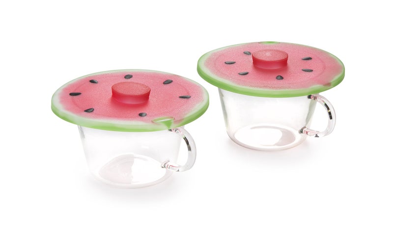 Charles Viancin - Set of 2 Watermelon 4â€ Silicone Drink Covers - Airtight Seal on Any Smooth-Rimmed Glass, Keep Drinks Cool or Hot - BPA-Free - Oven, Freezer, Dishwasher Safe - Image 1
